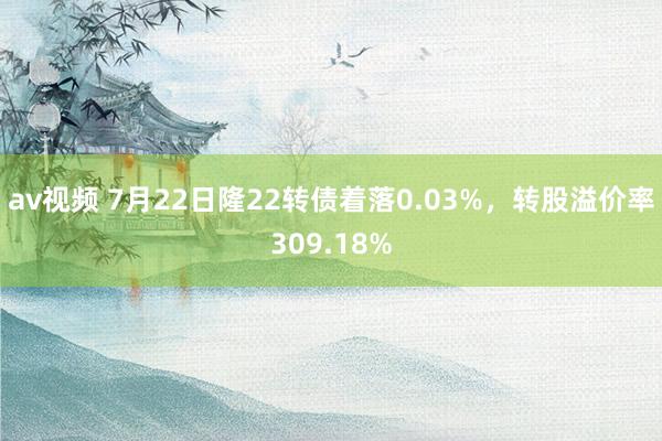 av视频 7月22日隆22转债着落0.03%，转股溢价率309.18%