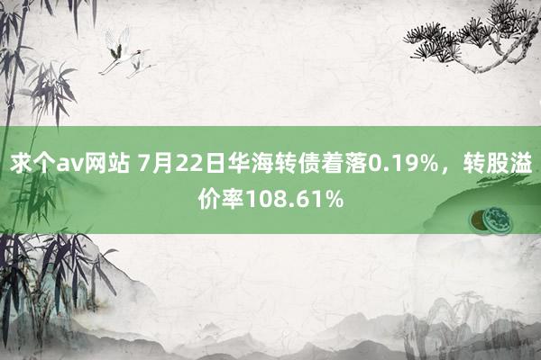 求个av网站 7月22日华海转债着落0.19%，转股溢价率108.61%