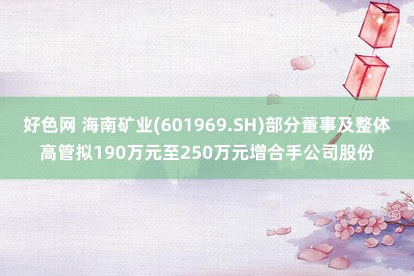 好色网 海南矿业(601969.SH)部分董事及整体高管拟190万元至250万元增合手公司股份