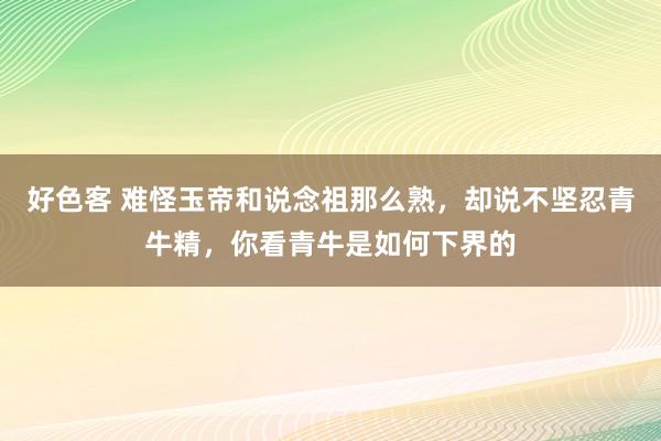 好色客 难怪玉帝和说念祖那么熟，却说不坚忍青牛精，你看青牛是如何下界的