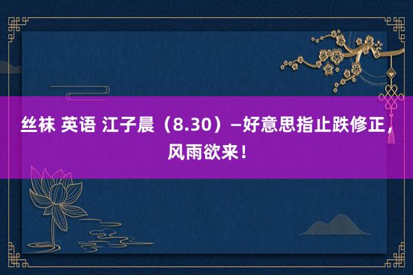 丝袜 英语 江子晨（8.30）—好意思指止跌修正，风雨欲来！