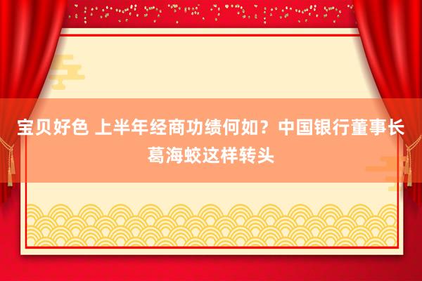 宝贝好色 上半年经商功绩何如？中国银行董事长葛海蛟这样转头