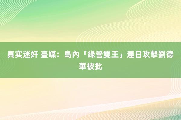 真实迷奸 臺媒：島內「綠營雙王」連日攻擊劉德華被批